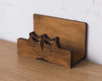 Lawyer business card holder, Attorney business card holder, Attorney desk plate, Wood business card holder, Lawyer desk name plate