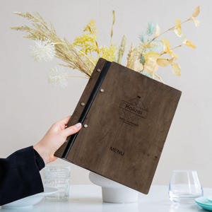 Custom menu cover, Custom menu book, Engraved menu, Menu holder wood, Menu folio, Menu with logo, Restaurant menu binder, Rustic menu