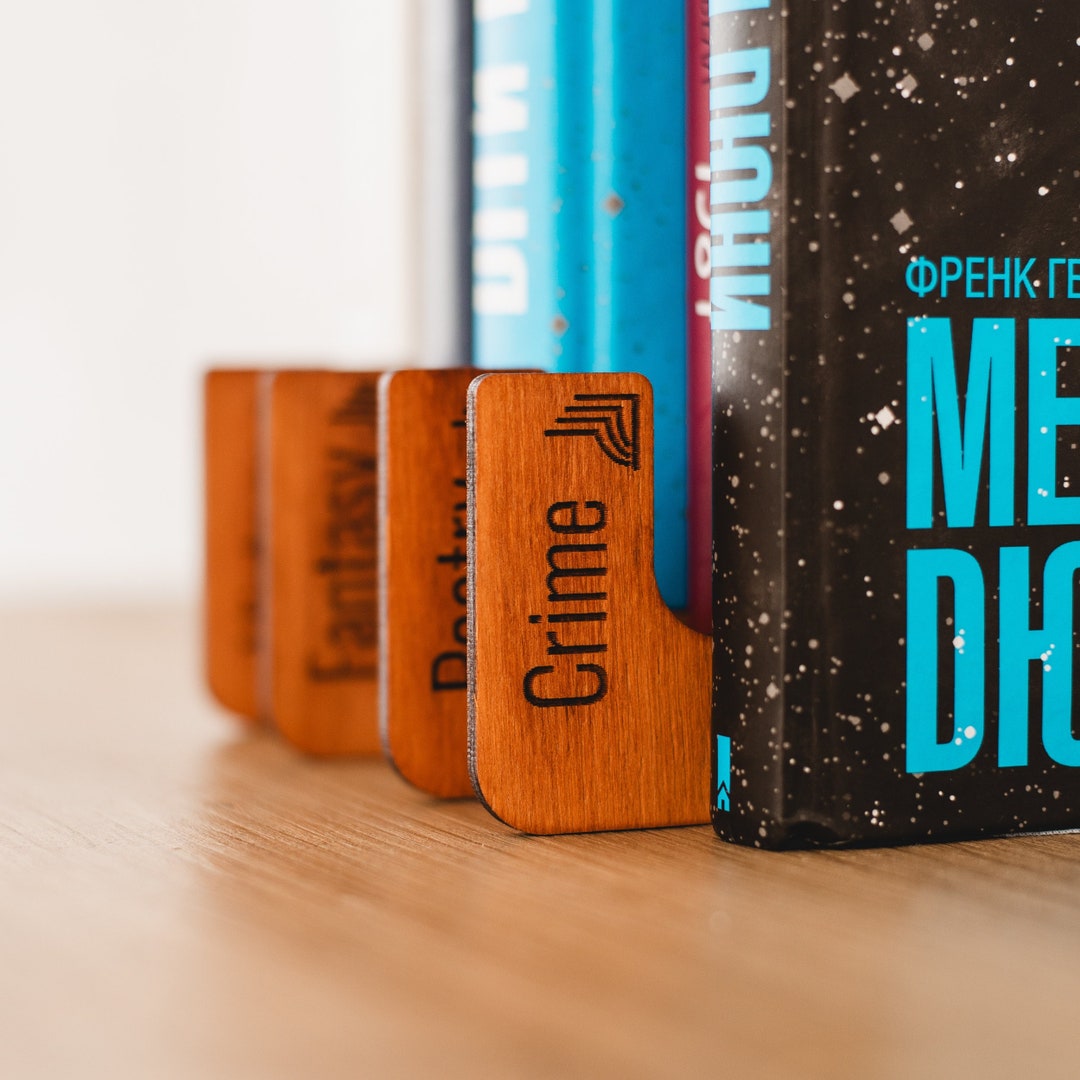 Book Shelf Dividers, Genre Dividers Book, Wooden Library Dividers