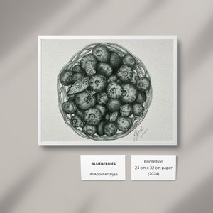 Mirtilli nel cestino disegno originale da parete stampato