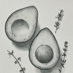 Arte da parete con disegno originale di avocado stampato