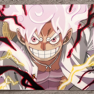 8.5x10.5” Monkey D. Luffy Gear 5 Glass Painting