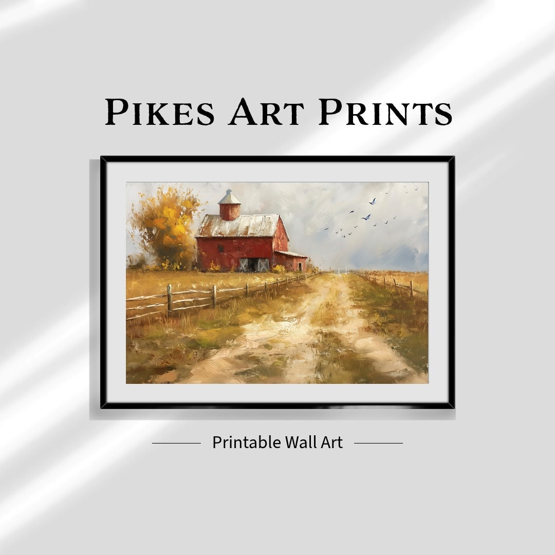 Rustic Farmhouse Art Download | Country Barn Digital Print | Autumn ...