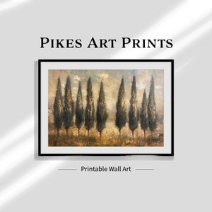 Forest cottage decor downloadable art. Living room decor landscape painting.
