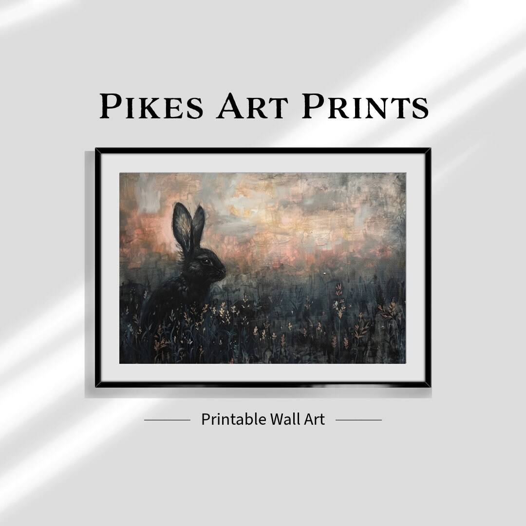 Mystic Twilight Rabbit | Digital Goth Art Download | Eerie Animal Decor ...