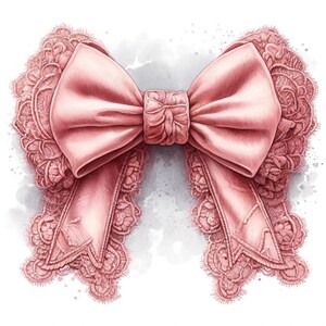 Vintage Pink Lace Bow Clipart Set for Junk Journals &amp; Artistic ...