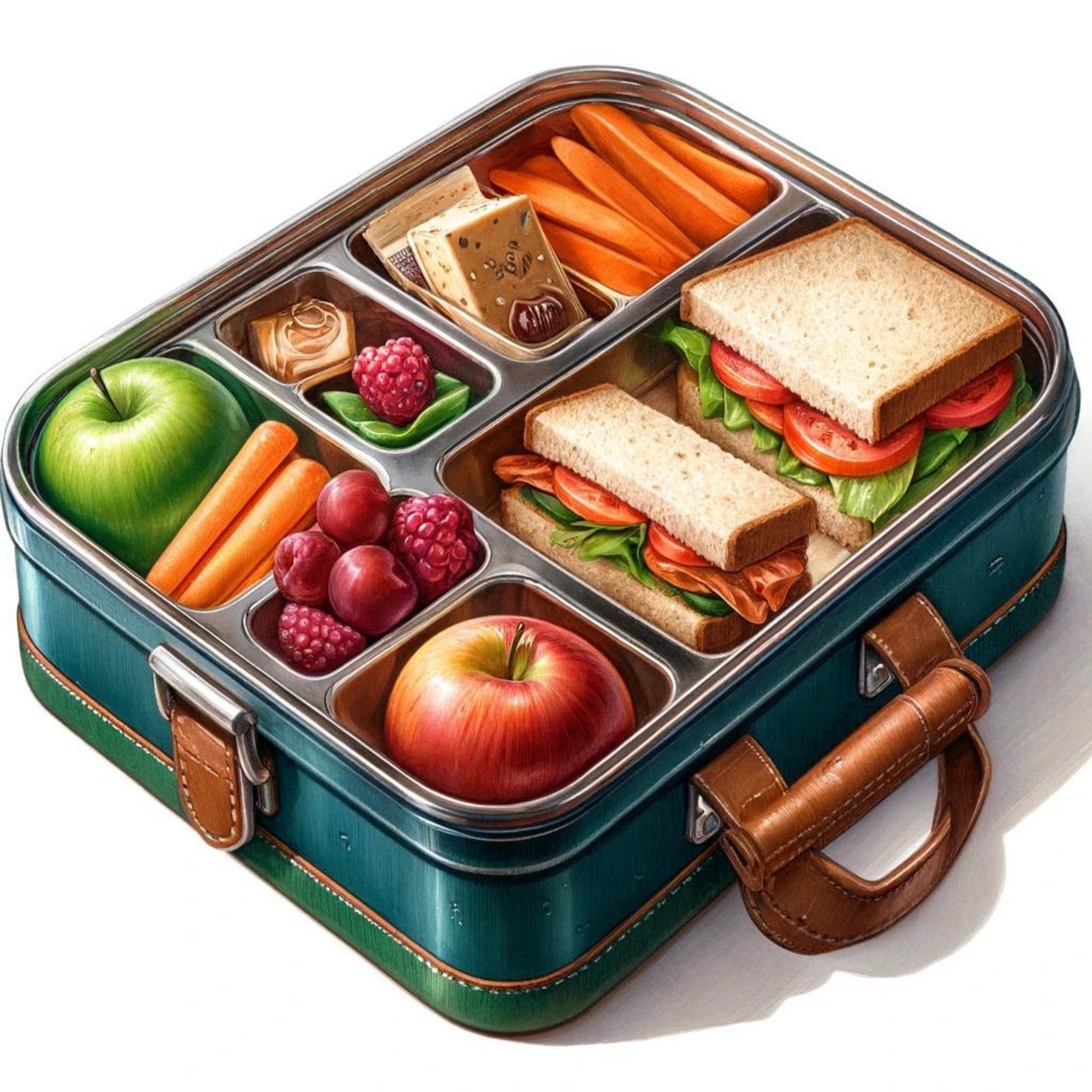 Lunch Box Clipart Set, Watercolor Illustrations for Creative Projects ...