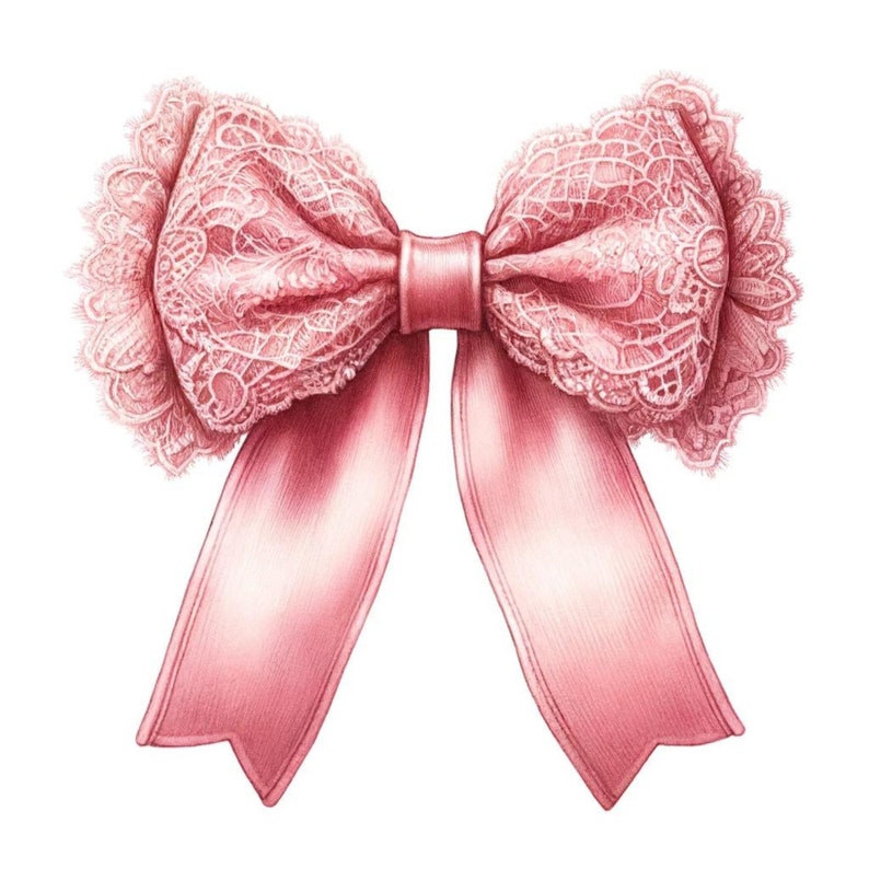 Vintage Pink Lace Bow Clipart Set for Junk Journals &amp; Artistic ...