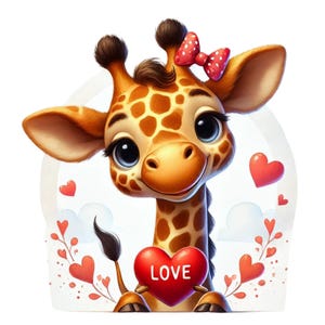 Funny Giraffe Valentine Clipart Bundle, Adorable Animal Clipart Set for ...