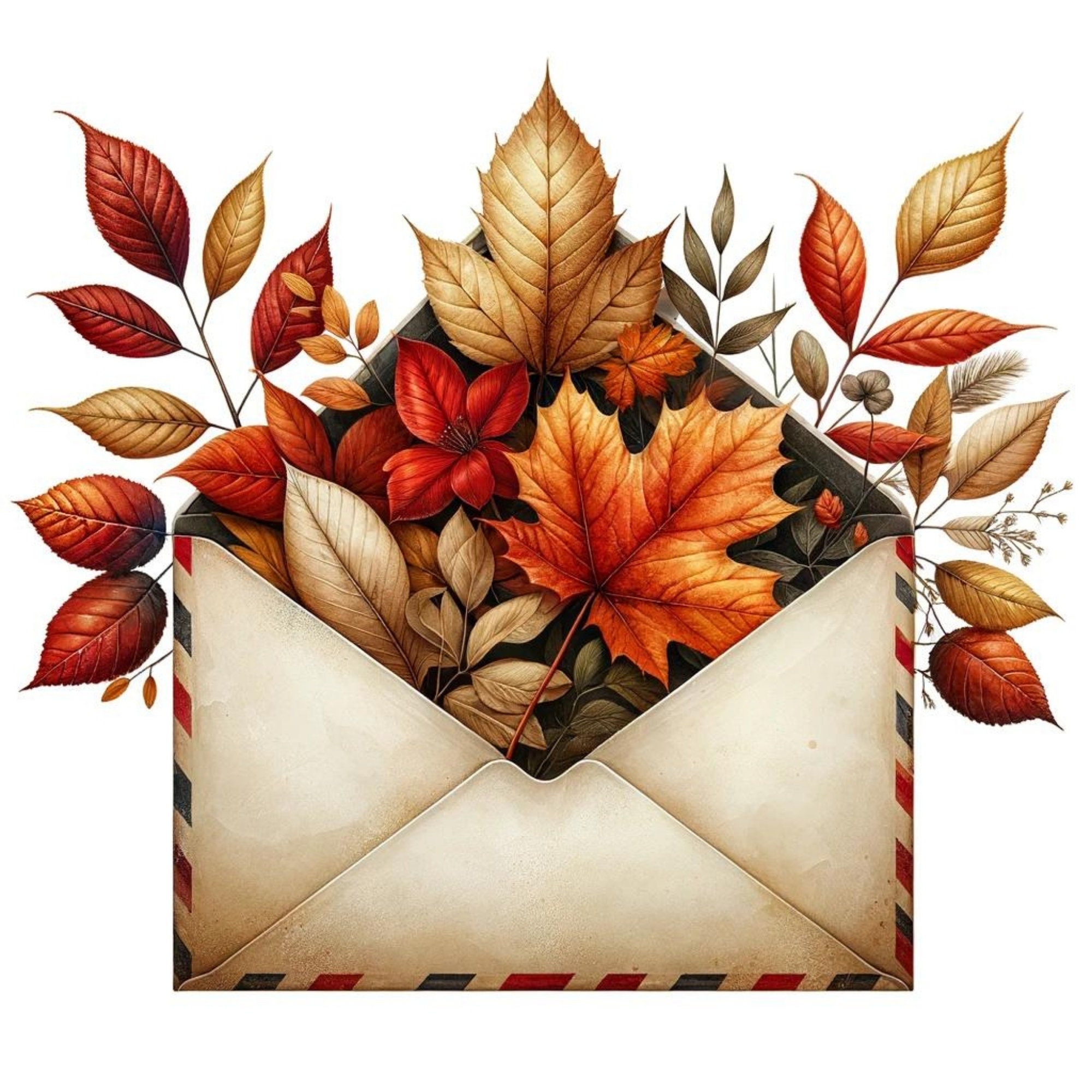 Autumn Leaves Envelope, Cozy Fall Decor, Junk Journal, Fall Floral ...