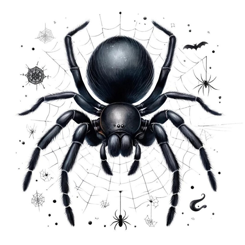 Spooky Spider Web Digital Art Print, Halloween Drawings Junk Journal ...