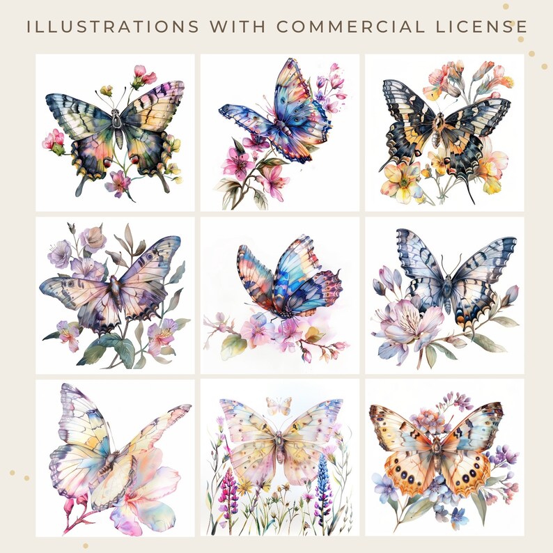 11 Printable Butterflies Collection Digital Art for Scrapbooking ...