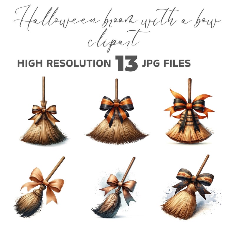 Halloween Broom Clipart, Watercolor Design,digital Download for Junk ...