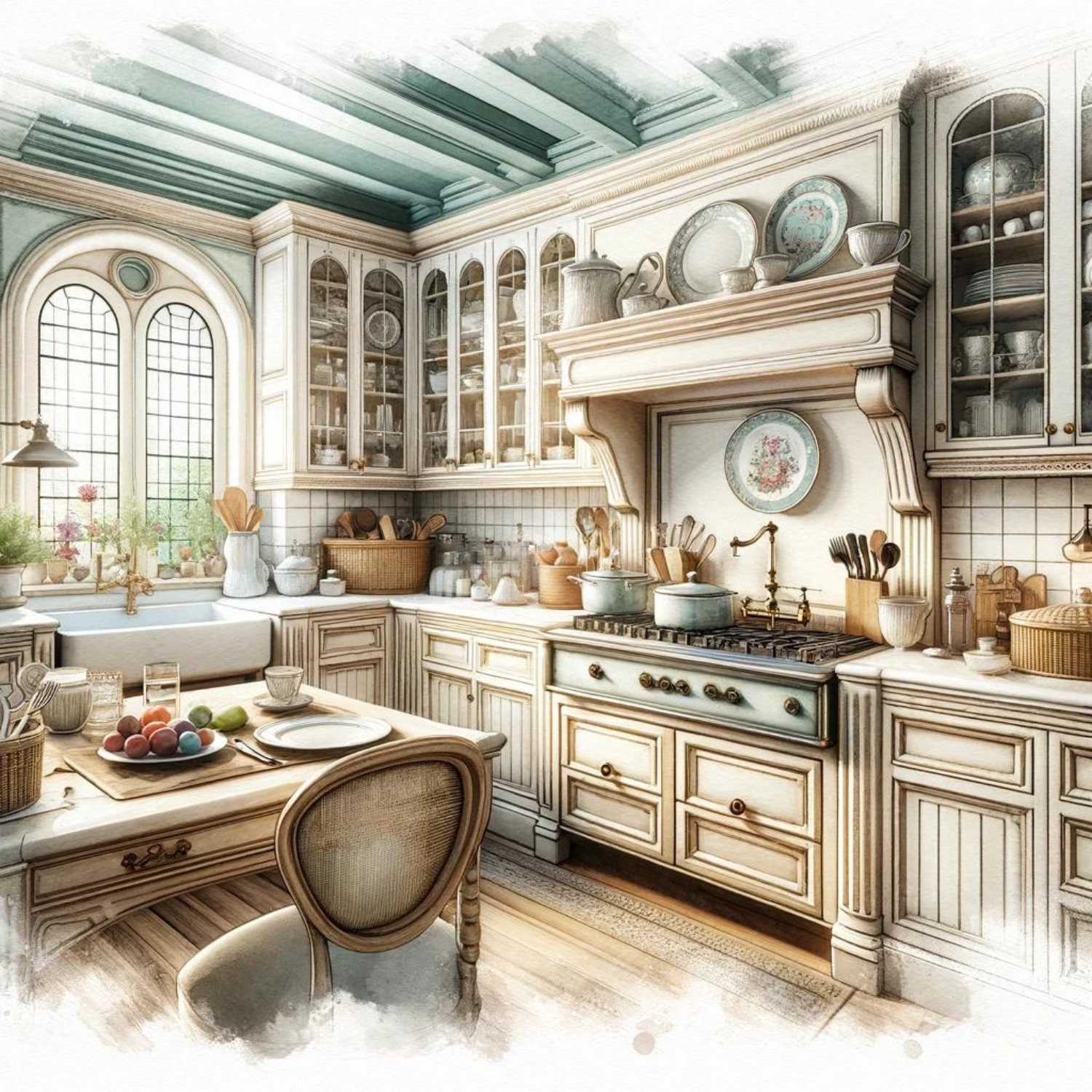 12 Vintage Kitchen Digital Clipart Set for Scrapbooking and Junk ...