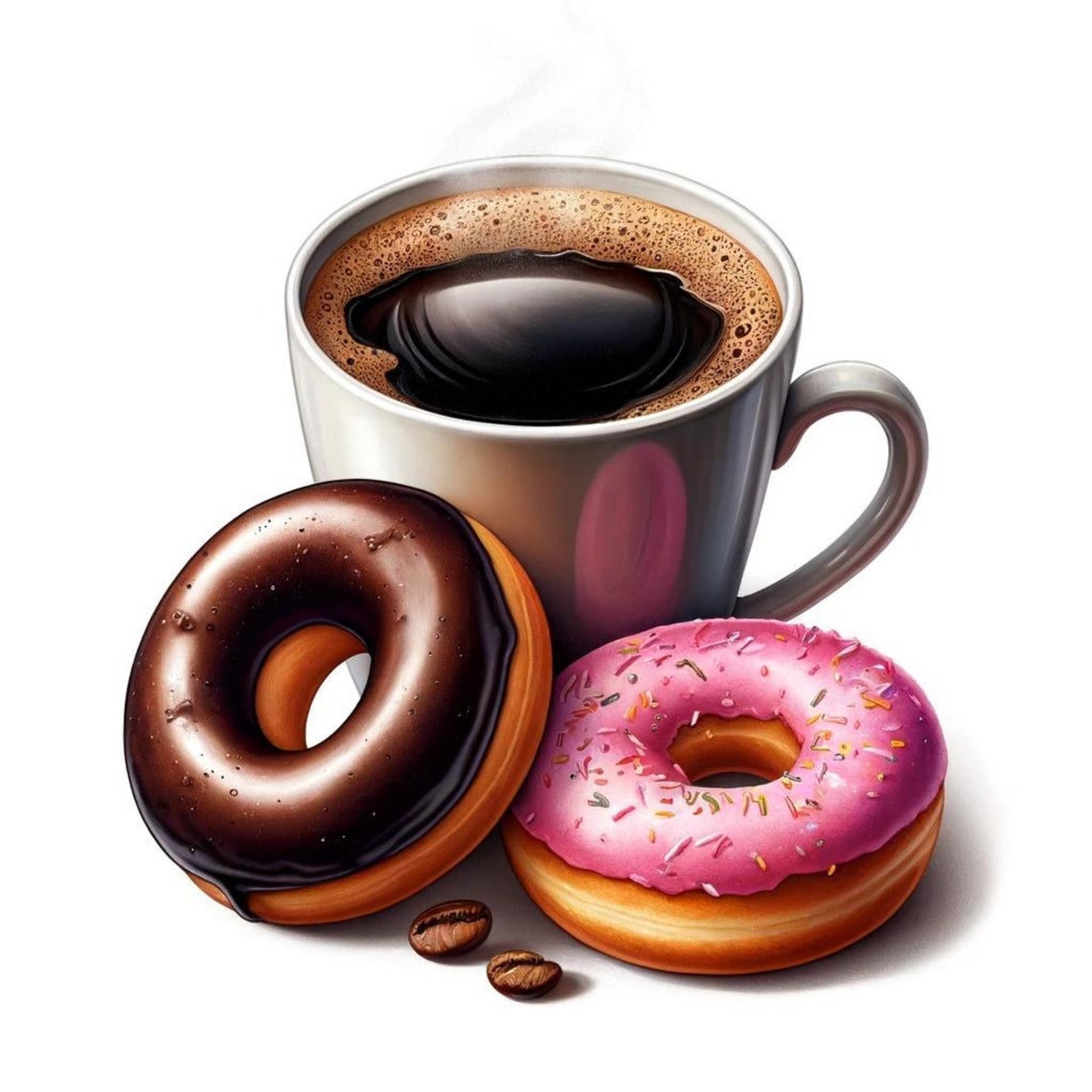 Coffee & Donut Clipart Collection for Digital Crafting, Collage Images