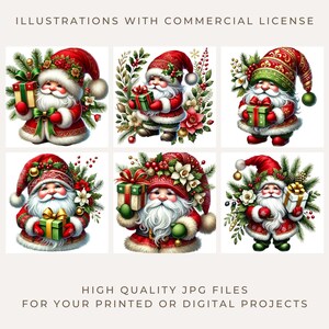 Watercolor Christmas Gnome Clipart Set, JPG Digital Download, Holiday ...