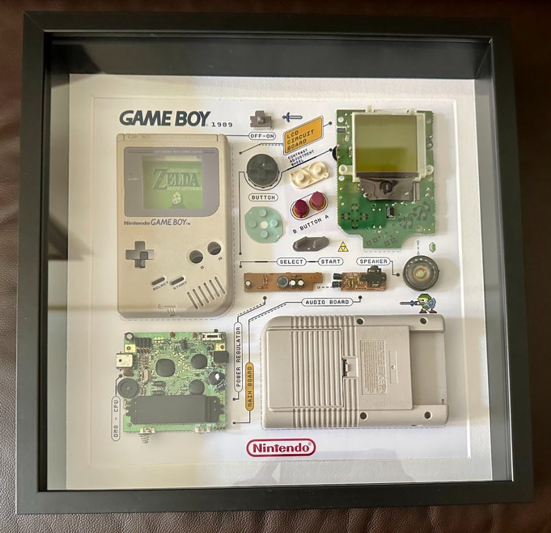 ORIGINAL GAMEBOY Teardown template ZELDA version white blueprint background image 5