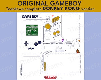 Original GAMEBOY Teardown template - DONKEY KONG version (white background)