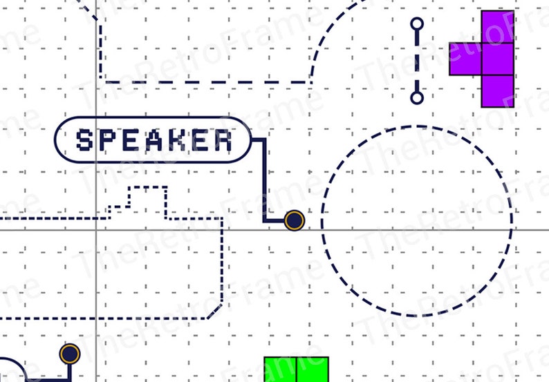ORIGINAL GAMEBOY Teardown Template - TETRIS Version (white Blueprint
