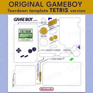 ORIGINAL GAMEBOY Teardown template - TETRIS version (white background)