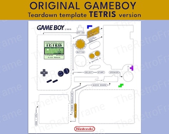 ORIGINAL GAMEBOY Teardown template - TETRIS version (white background)