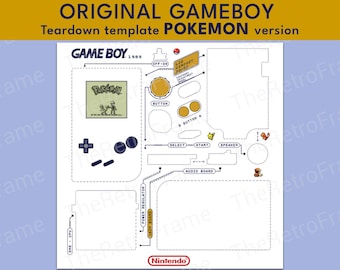 ORIGINAL GAMEBOY Teardown template - POKEMON version (white background)