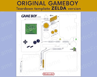 ORIGINAL GAMEBOY Teardown template - ZELDA version (white background)