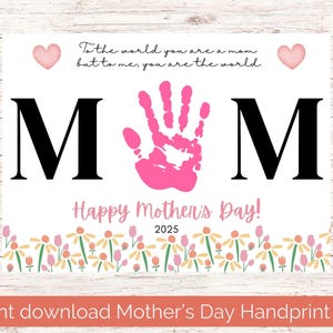 Mother&#39;s Day Keepsake Handprint Memory Craft, Printable Handprint Art for Mother’s Day Gift, Toddler Handprint Activity Card