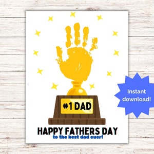 Meilleur souvenir papa souvenir empreinte de main, art imprimable empreinte de main pour cadeau de fête des pères, carte d'activité d'empreinte de main d'âge préscolaire pour tout-petits