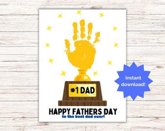 Best Dad Keepsake Handprint Memory Craft, Printable Handprint Art for Father’s Day Gift, Toddler Preschool Handprint Activity Card