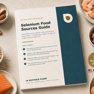 Selenium Foods Guide: 24-Page Nutrition Workbook PDF with 7-Day Planner