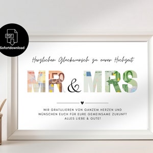 Mr. and Mrs. wedding gift | immediately available for printing | gift for the bride and groom | wedding cash gift | digital download | PDF