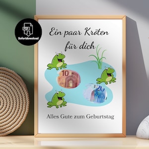 Geldgeschenk zum Geburtstag für Kinder oder Erwachsene | Zum Ausdrucken | Ein paar Kröten für dich | Digital Download |  8 10 16 18 25 | PDF