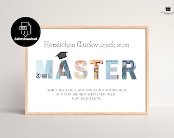 Master&#39;s degree gift available for immediate printing | Master&#39;s degree gift template | Study gift | PDF instant download | A4