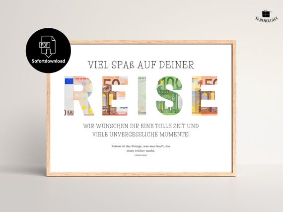 Geldgeschenk Reisekasse sofort verfügbar zum Ausdrucken | Urlaubskasse Geschenk | Geschenkidee Reisegutschein | Digitaler Download | PDF A4