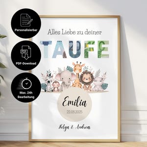 Personalisiertes Geldgeschenk zur Taufe zum Ausdrucken | Vorlage Taufgeschenk für Mädchen und Junge | PDF-Download | A4