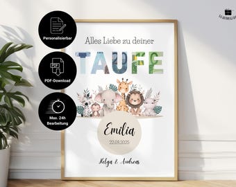 Personalized money gift for baptism to print | Template baptism gift for girls and boys | PDF download | A4