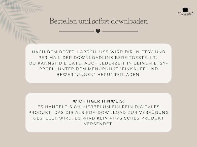 Beschreibung des Bestellprozesses für eine PDF-Vorlage für ein Geldgeschenk Reisekasse