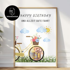 Geldgeschenk Fahrrad zum Geburtstag sofort verfügbar zum Ausdrucken | Geschenk Geburtstag Radfahrerin | Geburtstag Frau | PDF-Sofortdownload
