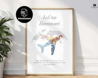 Airplane cash gift available for immediate printing | Travel cash gift | Birthday gift | DIY gift idea | Instant PDF download A4