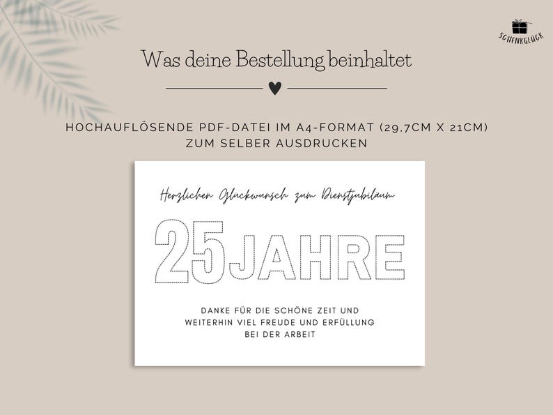 Vorlage für ein Geschenk zum Betriebsjubilaeum 25 Jahre