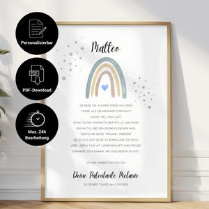 Carta de patrocínio personalizada de batismo para imprimir | Certidão de batismo menino | Presente de batismo afilhado | Arco-íris | Download Digital | PDF