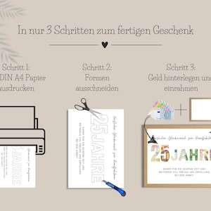 Anleitung zum Basteln eines Geschenks Dienstjubilaeum 25 Jahre mithilfe einer PDF-Vorlage vom Etsy-Shop SchenkGlueck