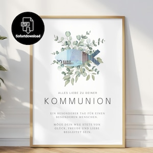 Geldgeschenk Kommunion sofort verfügbar zum Ausdrucken | Für Mädchen und Junge | Last Minute Geschenk | PDF-Sofortdownload | A4