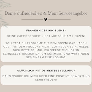Hinweise zum Kundenservice beim Kauf einer PDF-Vorlage für ein Geschenk zum Jubilaeum beim Etsy-Shop SchenkGlueck