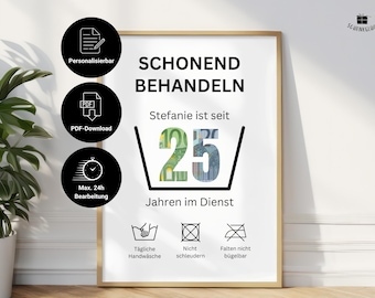Personalized company anniversary gift to print | Handle gently | Cash gift for service anniversary | 5, 10, 15, 25, 30, 35, 40, 50 years