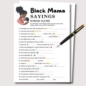 Black Mama Sayings, Black Momma Sayings Baby Shower Game, Black Moma Saying, Baby Shower Games, Black Mama Trivia, Baby Shower Emoji Game