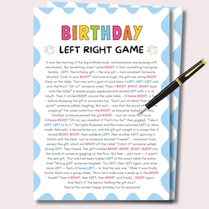 Left Right Birthday Game, Birthday Pass the Prize Game, Pass the Gift, Pass the Present Story, Kids Teens Birthday Activity, Adults Birthday