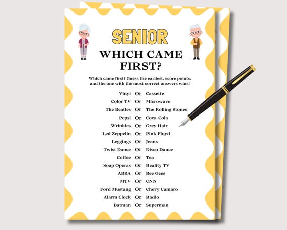 Game for Senior Citizens, Game for Elderly Icebreaker Games, Elderly Game, Birthday Game for Senior Brain Teasers, Seniors Memory Game