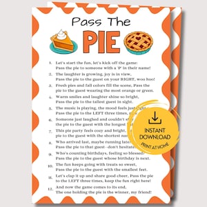 Juego de pasar el pastel, divertido juego imprimible de otoño para adultos y niños, Pasa el premio de otoño, actividad de otoño, juego de Acción de Gracias para fiestas de cosecha para personas mayores